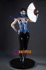 MK2 キタナ Kitana コスプレ衣装 本格防具仕様 青銀バトルスタイル 撮影・ハロウィンに最適