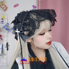 画像9: 手作り ダークレース リボン ベールヘアピン lolita ゴシック ヘアアクセ 少女メッシュ ヘアバンド パーティー コスプレ道具 abccos製 「受注生産」 (9)