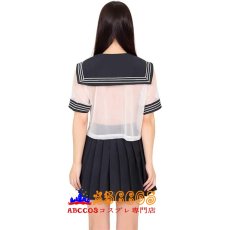 画像2: 透け感セーラー服 JK制服 黒 コスプレ衣装 abccos製 「受注生産」 (2)