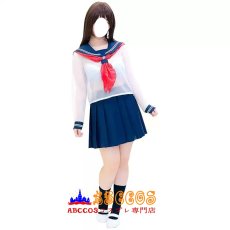 画像1: 透け感セーラー服 JK制服 紺 コスプレ衣装 abccos製 「受注生産」 (1)