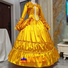 画像2: ゴールド ロリータ ゴシック フレアスリーブ 大振りスカート ロングワンピース 宮廷風ワンピ コスプレ衣装 abccos製 「受注生産」 (2)