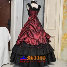 画像4: 黒執事 Black Butler シエル·ファントムハイヴ Ciel ワインレッド ドレス コスプレ衣装 abccos製 「受注生産」 (4)