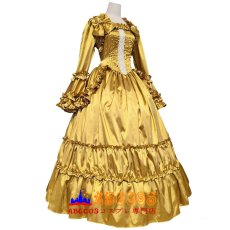 画像1: ゴスロリ風 ベルスリーブウエストマークワンピース イエロー ロココ調宮廷風ワンピース コスプレ衣装 abccos製 「受注生産」 (1)