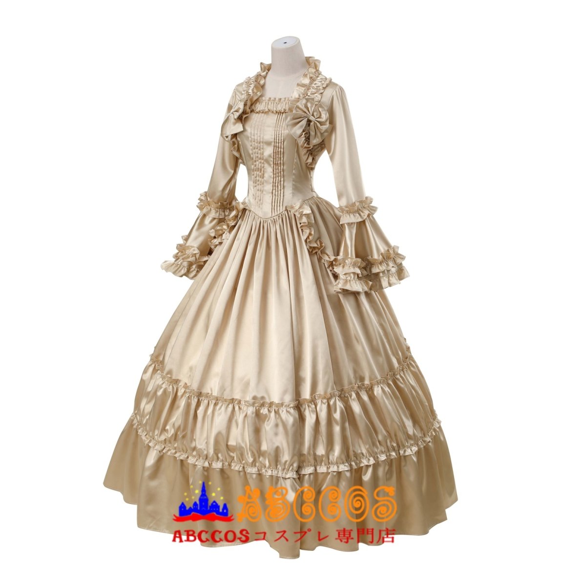 画像2: ロリータ ゴシック 宮廷風 フレアスリーブ 大フレアスカート ロングワンピース ステージドレス オーダーメイド コスプレ衣装 abccos製 「受注生産」 (2)