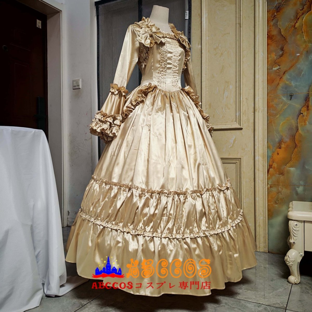 画像4: ロリータ ゴシック 宮廷風 フレアスリーブ 大フレアスカート ロングワンピース ステージドレス オーダーメイド コスプレ衣装 abccos製 「受注生産」 (4)