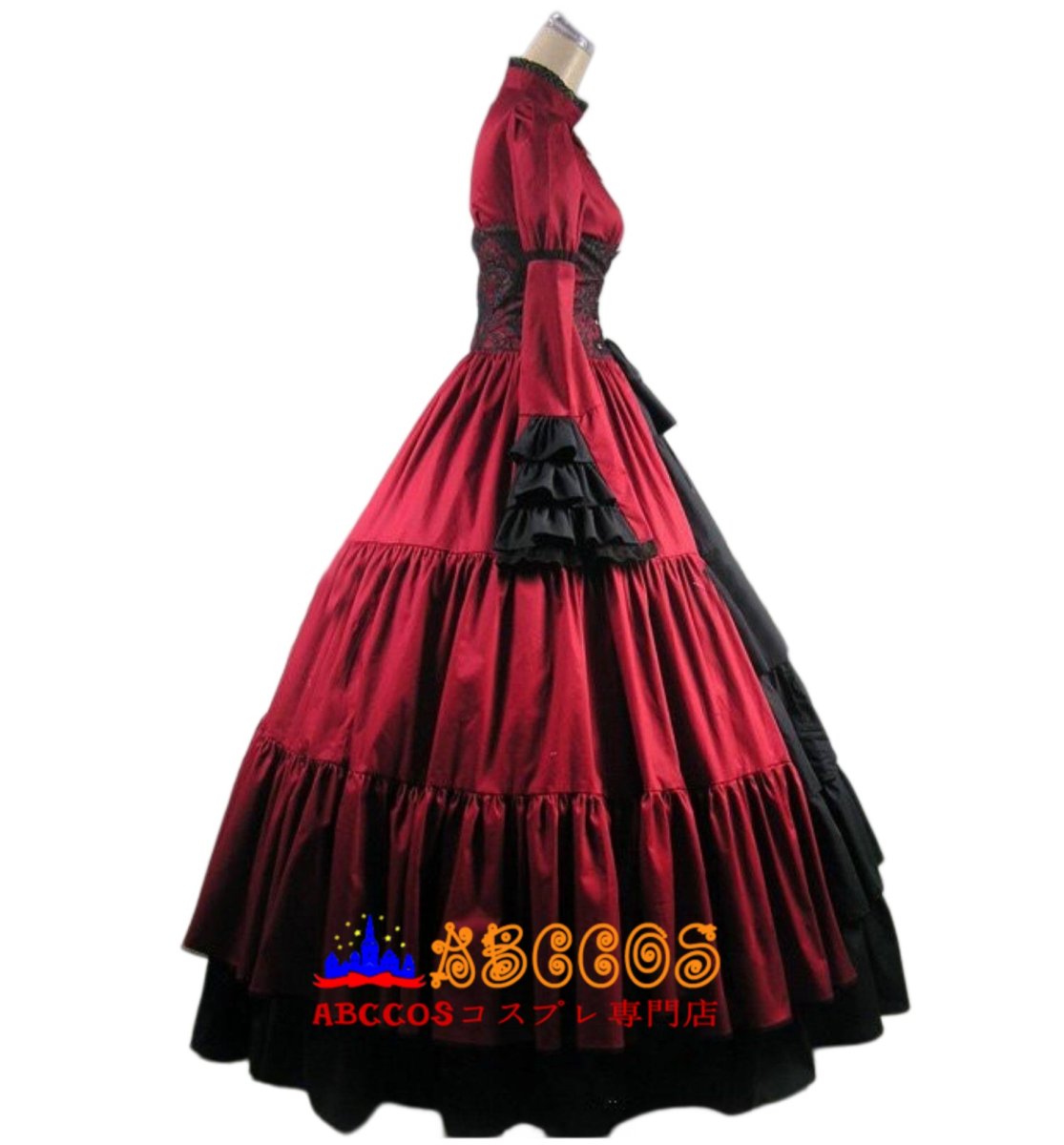 画像2: ゴシックロリータ 立襟宮廷風ワンピース ロングドレス 舞台衣装 オーダーメイド可 コスプレ衣装 abccos製 「受注生産」 (2)