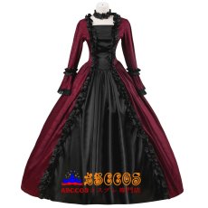 画像1: ワインレッド シャドウ柄ジャカード ヨーロッパ宮廷風 ゴシックロリータドレス オーダーメイド コスプレ衣装 abccos製 「受注生産」 (1)