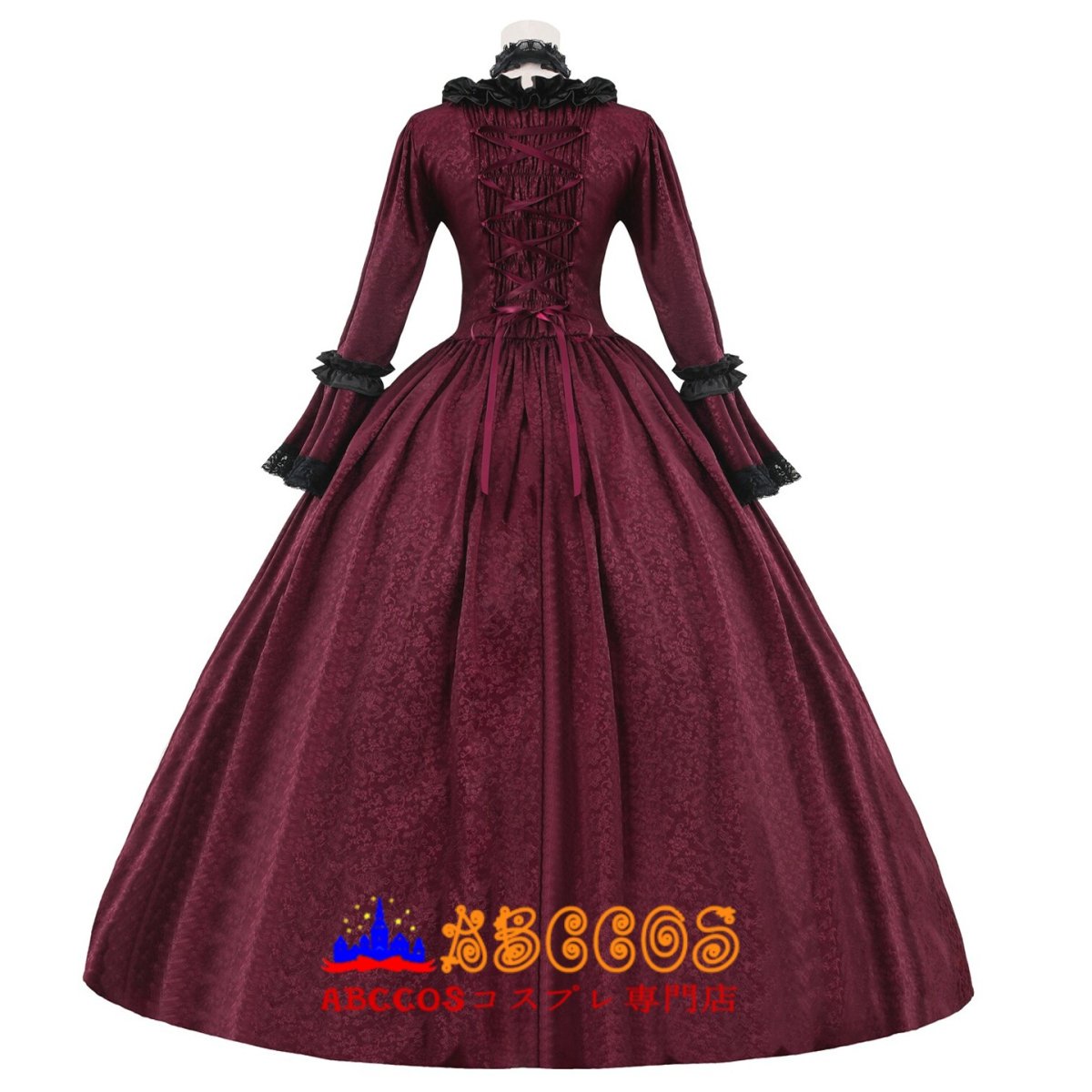 画像3: ワインレッド シャドウ柄ジャカード ヨーロッパ宮廷風 ゴシックロリータドレス オーダーメイド コスプレ衣装 abccos製 「受注生産」 (3)