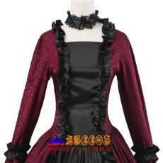 画像4: ワインレッド シャドウ柄ジャカード ヨーロッパ宮廷風 ゴシックロリータドレス オーダーメイド コスプレ衣装 abccos製 「受注生産」 (4)