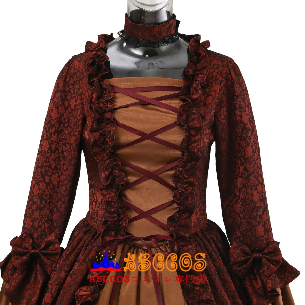 画像4: ブラウン シャドウ柄ジャカード ヨーロッパ宮廷風 ゴシックロリータドレス 舞台衣装 コスプレ衣装 abccos製 「受注生産」 (4)