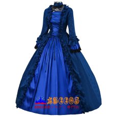 画像2: ネイビー シャドウ柄ジャカード ヨーロッパ宮廷風 ゴシックロリータドレス 舞台衣装 コスプレ衣装 abccos製 「受注生産」 (2)