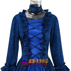 画像4: ネイビー シャドウ柄ジャカード ヨーロッパ宮廷風 ゴシックロリータドレス 舞台衣装 コスプレ衣装 abccos製 「受注生産」 (4)