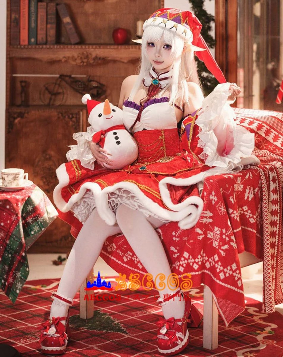 画像12: Re:ゼロから始める異世界生活 エミリア Emilia クリスマスセット コスプレ衣装 abccos製 「受注生産」 (12)