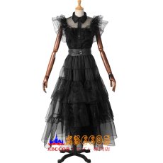 画像1: アダムス・ファミリー The Addams Family ウェンズデー・アダムス Wednesday Addams コスチューム 完全な服装 ドレス コスプレ衣装 abccos製 「受注生産」 (1)