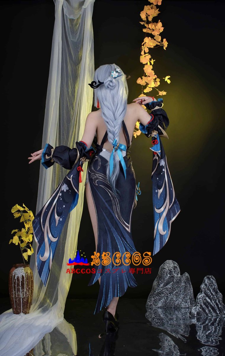 画像27: 原神 Genshin 璃月 申鶴-「冷花幽露」 新コスチューム 足首飾り付き コスプレ衣装 abccos製 「受注生産」 (27)