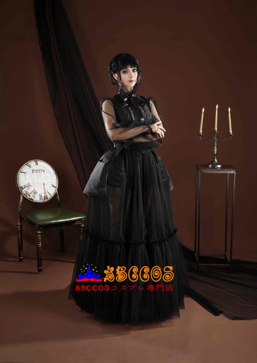 画像22: 『ウェンズデー』シーズン2  アダムス・ファミリー ェンズデー・アダムス イブニングドレス コスプレ衣装 abccos製 「受注生産」 (22)