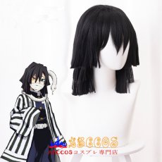 画像2: 鬼滅の刃 鬼殺隊隊服 蛇柱・伊黒小芭内 コスプレウィッグ 専用ネット付 abccos製 「受注生産」 (2)