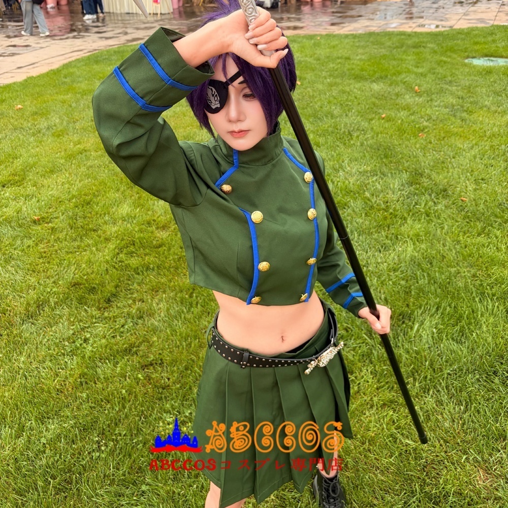 【大人気コスプレ】家庭教師ヒットマン REBORN! クローム髑髏 制服コス衣装 眼帯・髑髏ベルト付き イベント撮影完璧セット