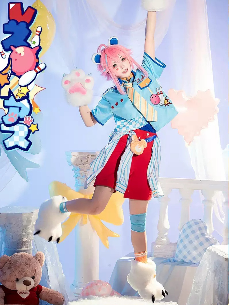 あんさんぶるスターズ！！Kuma Kuma ResQ 月永レオ 仁兔なずな 姫宮桃李 遊木真 名都神無 コスプレ衣装 フルセット オーダーメイド対応 ボウリングテーマ くまぱわーコス