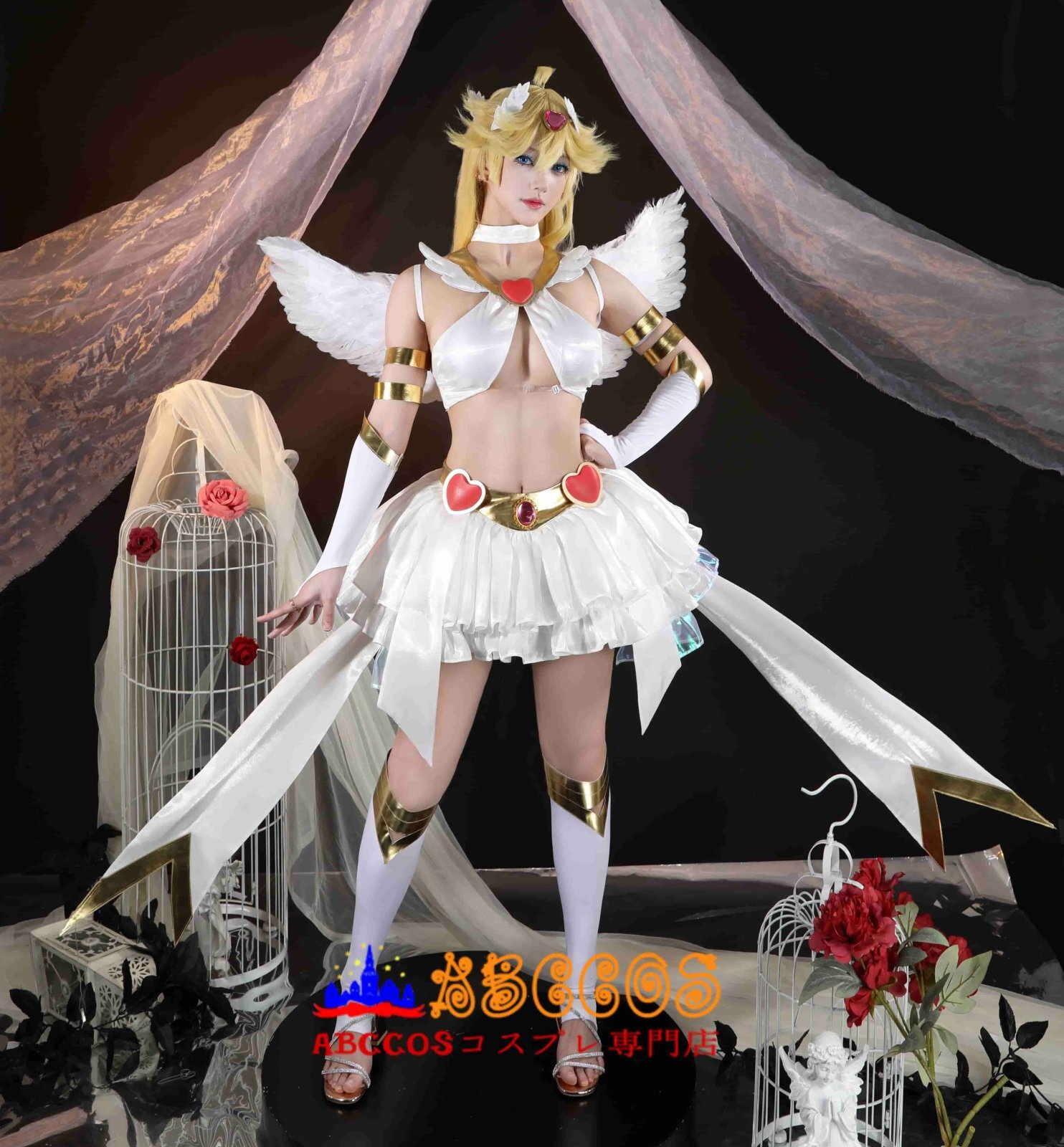 ✨天使エナジー溢れる！アナーキー・パンティ風ホワイトエンジェルコスプレフルセット｜New しいパンティ＆ストッキング with ガーターベルト仕様