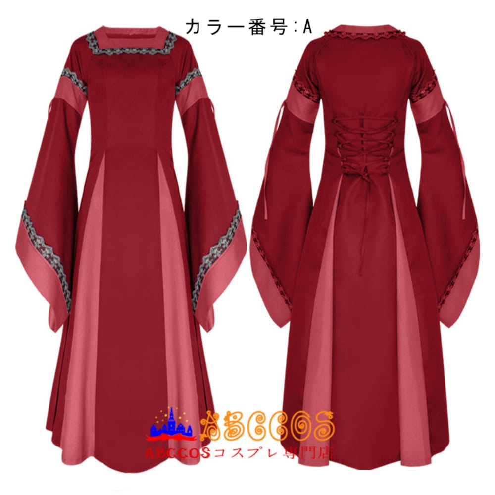 女装美少年16 中世レトロ風 宮廷風 ワンピース ロングスカート ルネサンス女装 コスプレ衣装 abccos製 「受注生産」 - ABCCOS