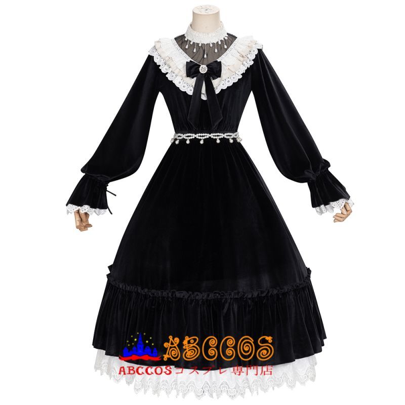 ゴスロリ風 ゆめ可愛い 高品質 細身 プリンセス かわいい レースアップ Op女装 ワンピース ゴスロリドレス ロリータ服 Abccos製 受注生産 Abccos