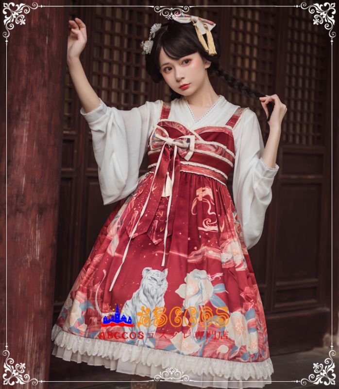 吊りワンピースだけ ロリータ風 森ガール ドレス プリンセス風 洋服 ゆめ可愛い ワンピース Abccos製 受注生産 Abccos