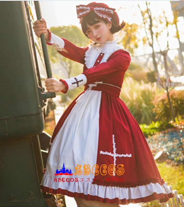 Abccosコスプレ専門店 ロリータ風 クリスマス十字 ロリータ服 上品 長袖 ワンピース 洋服 メイド服 製作 通販