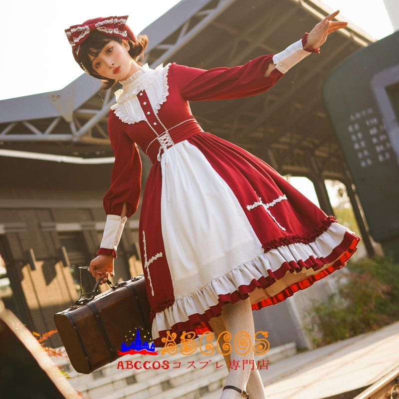 Abccosコスプレ専門店 ロリータ風 クリスマス十字 ロリータ服 上品 長袖 ワンピース 洋服 メイド服 製作 通販