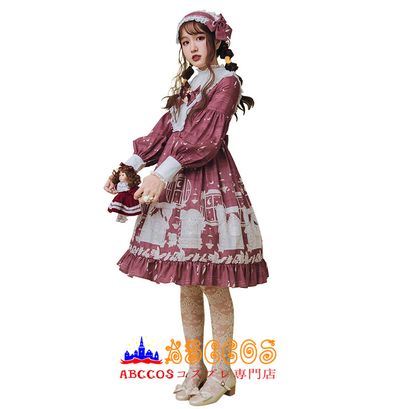 Abccosコスプレ専門店 ロリータ風 洋服 ワンピース 可愛い 甘ロリ 長袖 ワンピース 森ガール ドレス 製作 通販