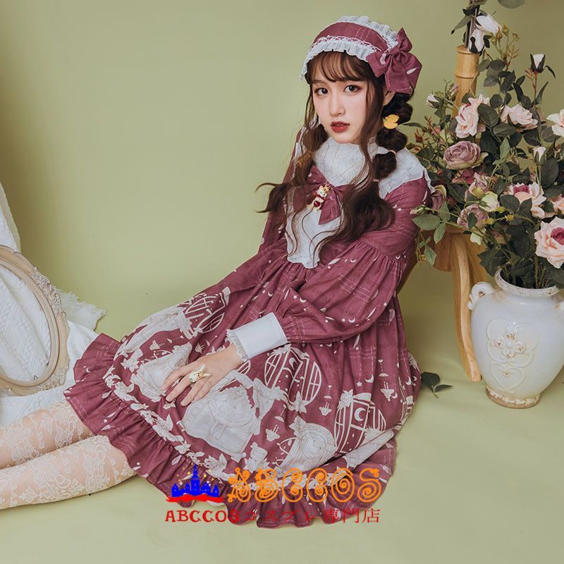 Abccosコスプレ専門店 ロリータ風 洋服 ワンピース 可愛い 甘ロリ 長袖 ワンピース 森ガール ドレス 製作 通販